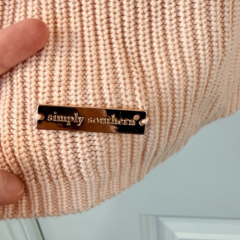 Simply Southern Peach Beachy Knit Sweater/poncho (L) - Picture 2 of 6